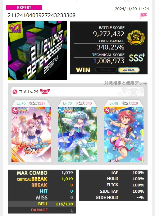 鍵盤理論値でBSが9,272,432