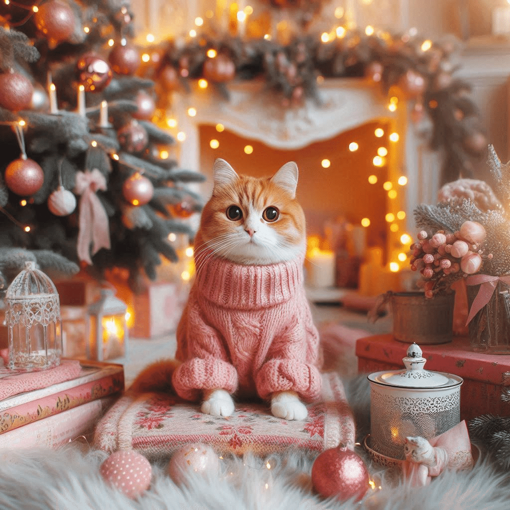 AIイラスト）可愛い猫のクリスマス実写風🐱🎄｜空風