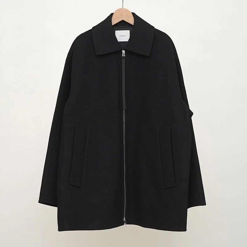 STERNBERG ウールギャバZIPジャケット Lサイズ リバー縫製を用いたカーコート。【STERNBERG スタンバーグ】SUPER140's