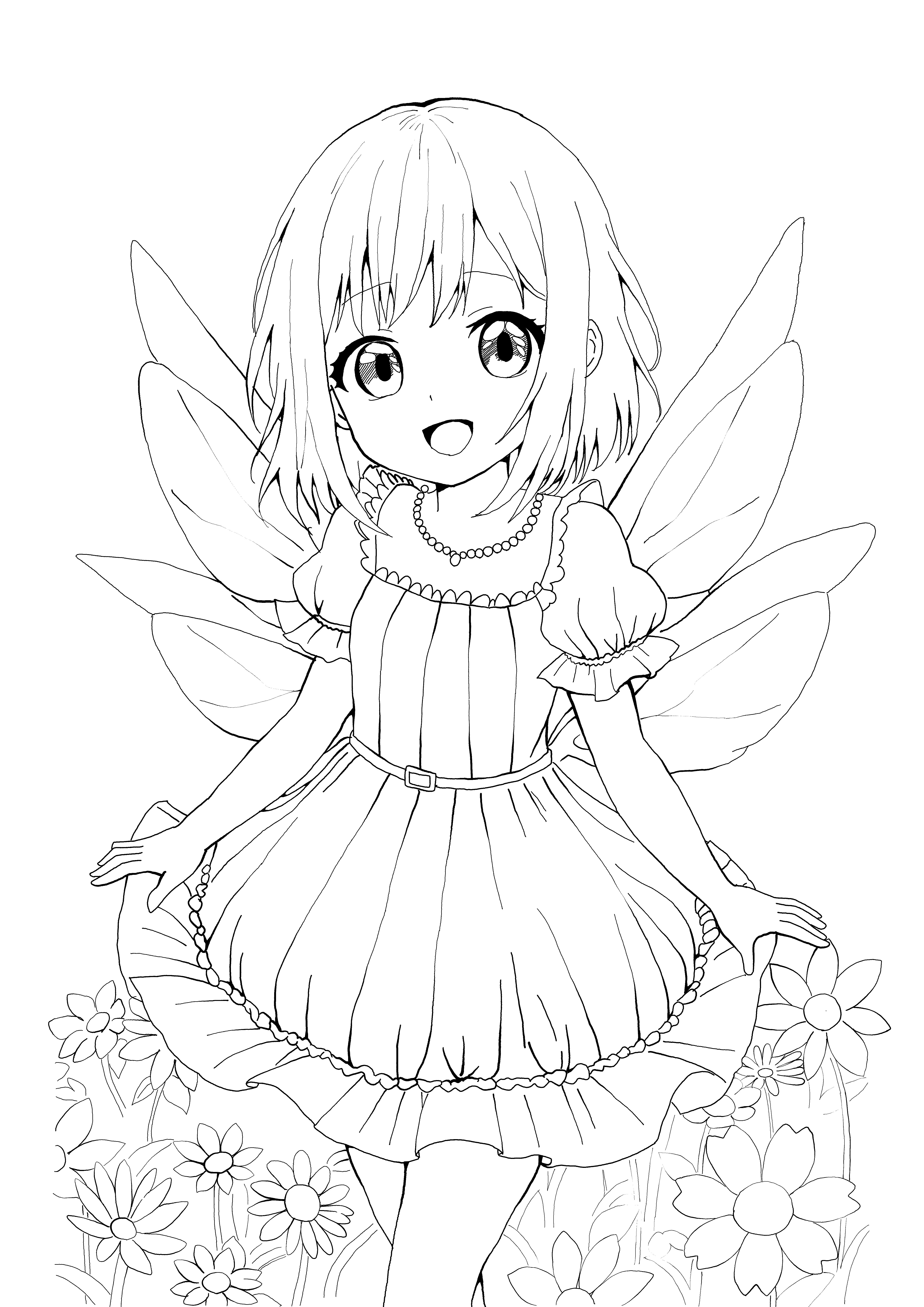 ♯22 妖精の絵｜にゃおりん｜線画イラスト練習中