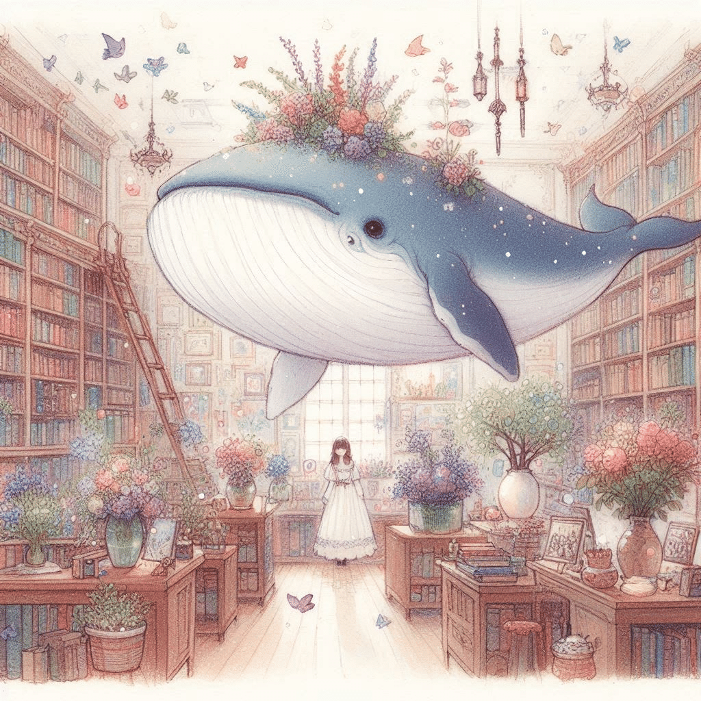 AIイラスト）cape0822さん考案のクジライラスト｜空風
