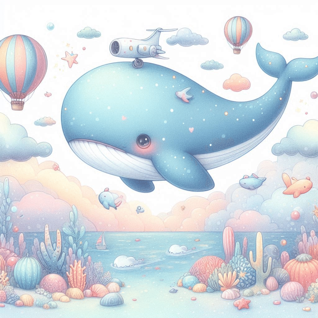 AIイラスト）cape0822さん考案のクジライラスト2｜空風