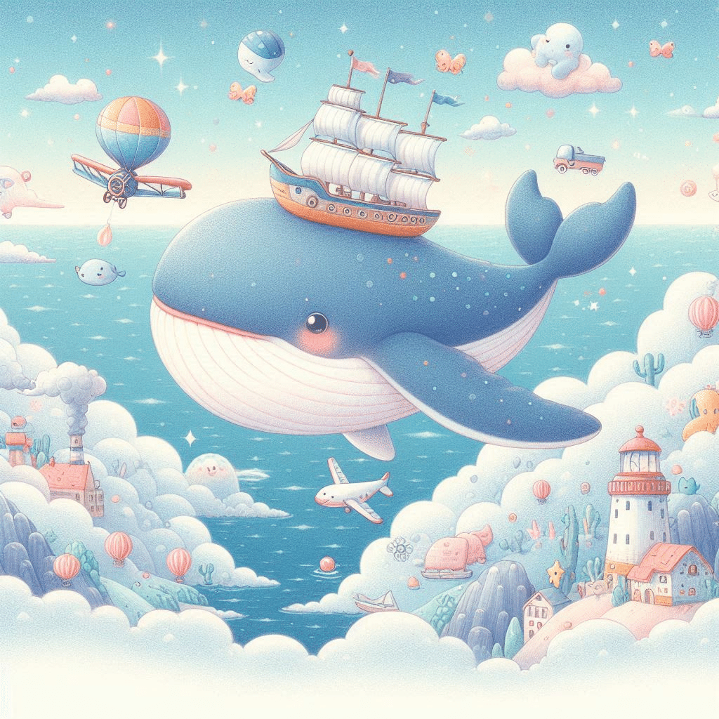 AIイラスト）cape0822さん考案のクジライラスト2｜空風
