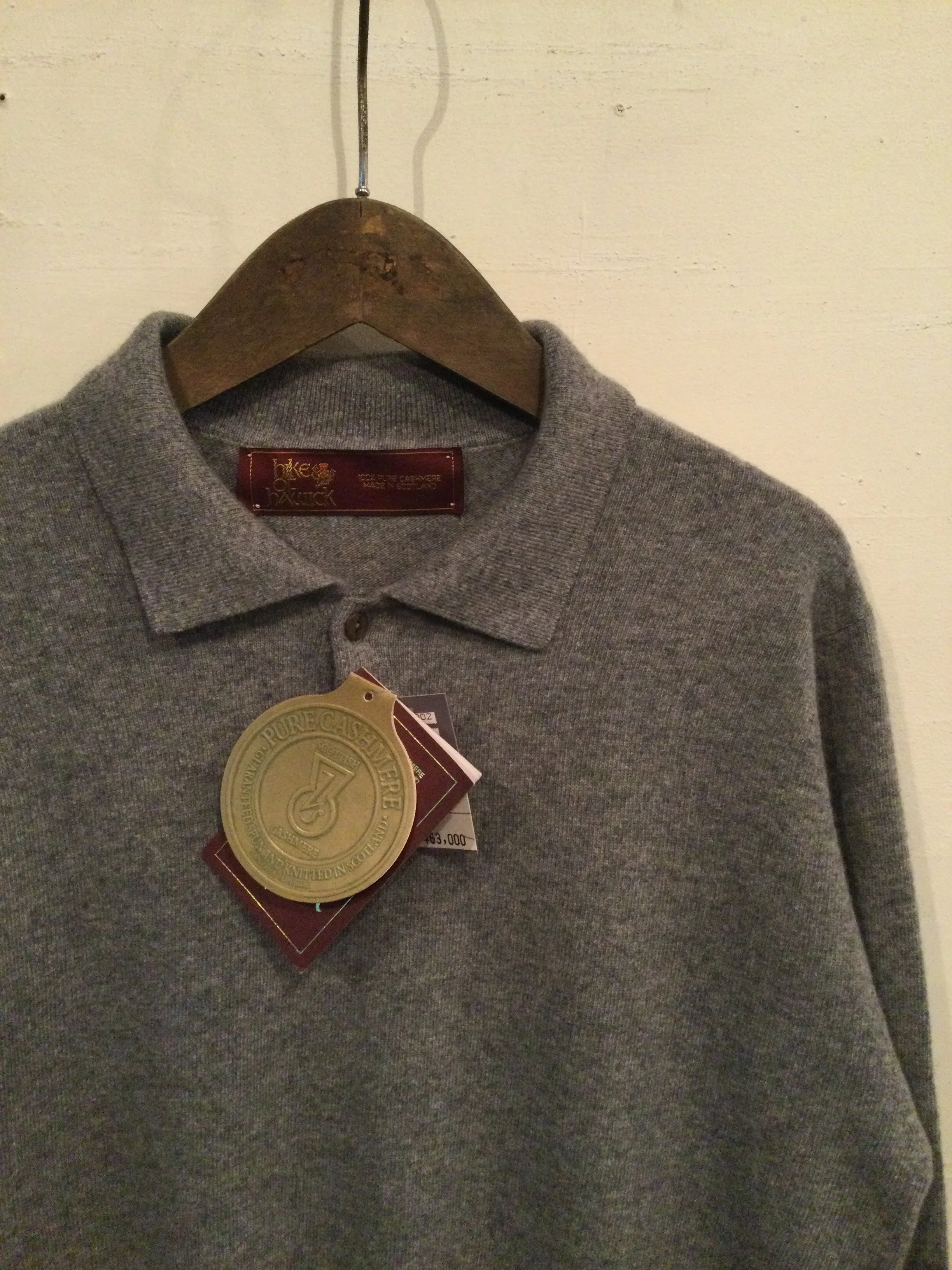 80s Hawick スコットランド製　カシミヤニット　XL スコットランド製 80s カシミヤ100% SCOTNESS モックネック カシミア
