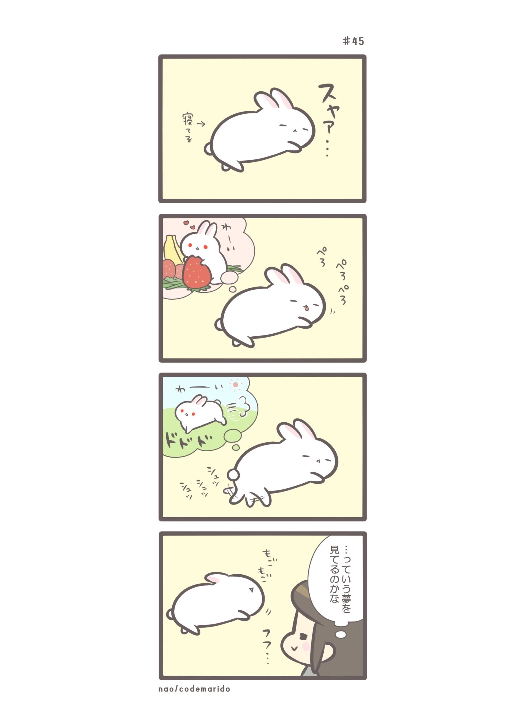 うさぎ4コマ漫画】＃45 熟睡｜nao/うさぎ好きなイラスト作家