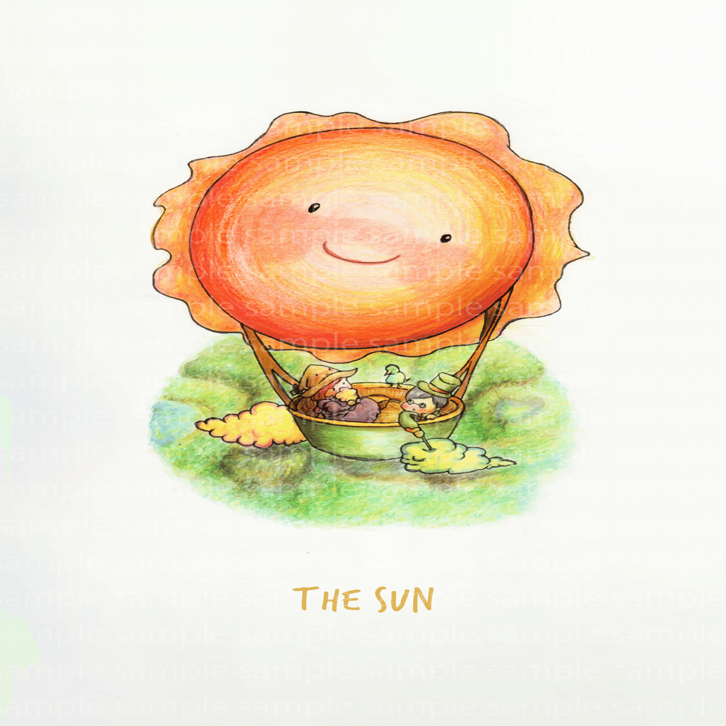 かんちゃん太陽 タロットカード 油絵 原画 手描き 油彩画 19:The SUN:太陽/オリジナルタロット絵解説｜あらいみはる