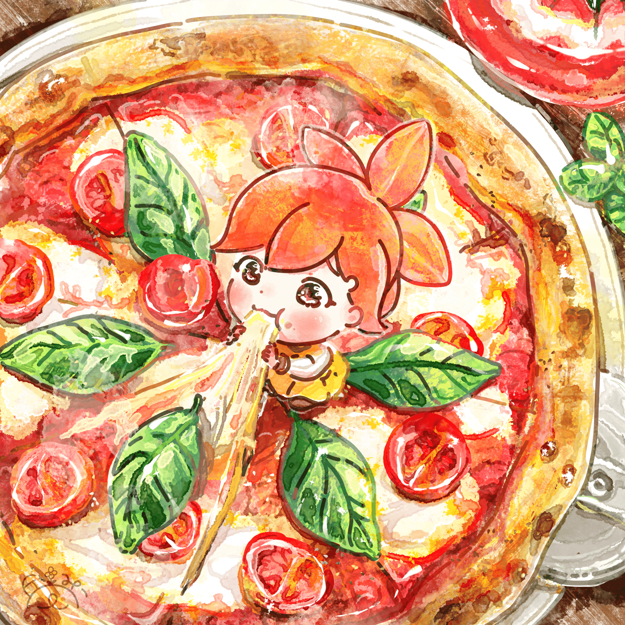とにかくピザが食べたい！！ 🍕ピザとあきちゃんのイラスト