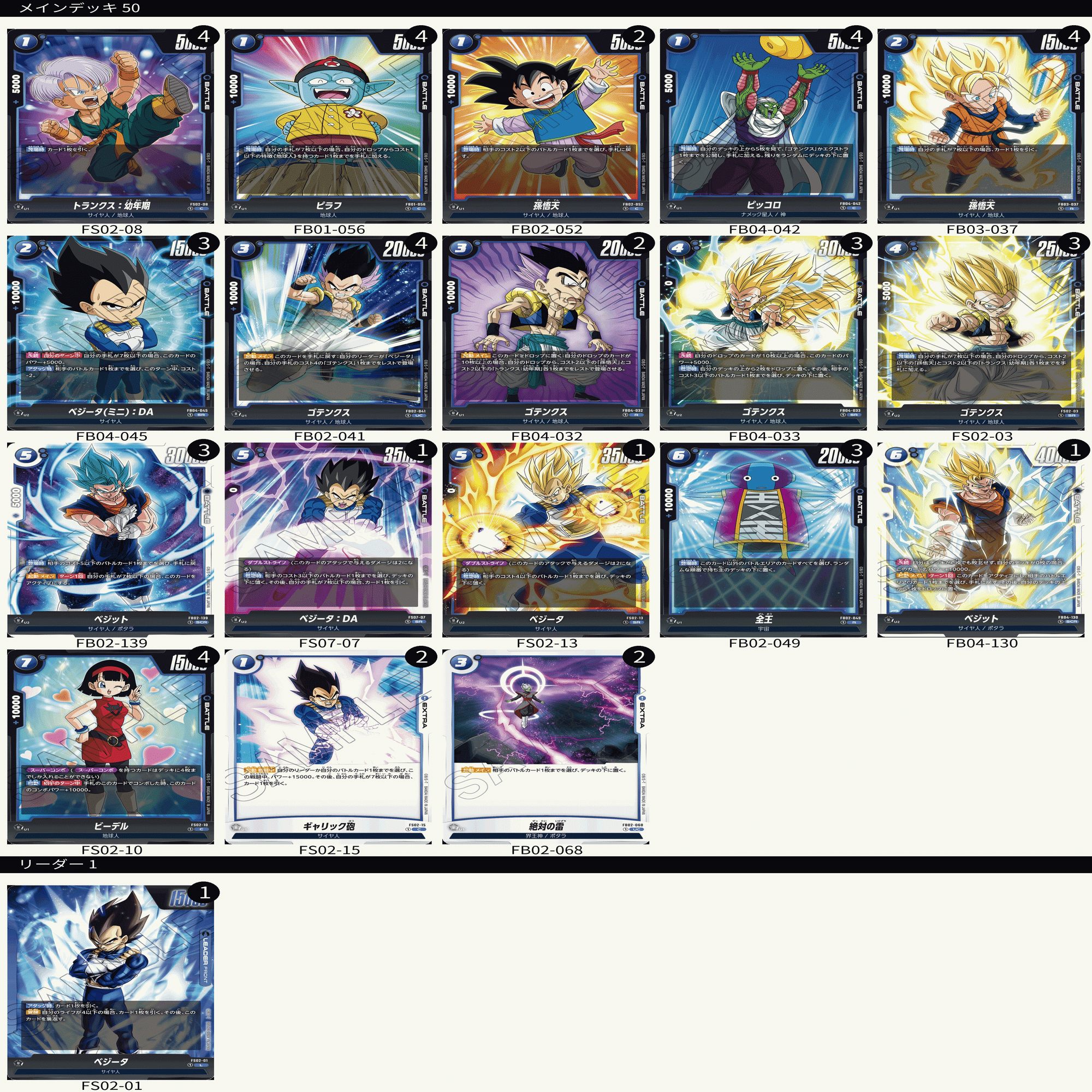 ゴテンクス モリモリ 青 ベジータ デッキレシピ 4弾 現界を超えし者