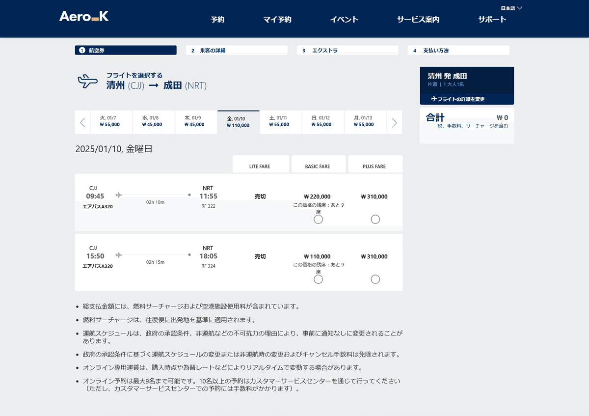 エアロKフライト検索結果