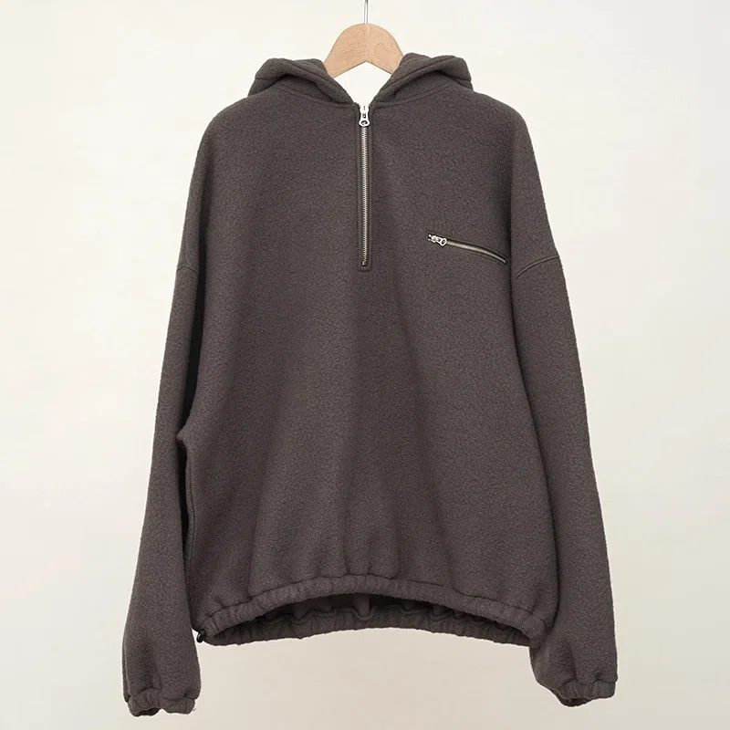 INSCRIRE アンスクリア 24AW Freece Hoodie ウールフリースパーカー I24AW-BC92BM グレー M INSCRIRE アンスクリア 24AW Freece Hoodie ウールフリースパーカー