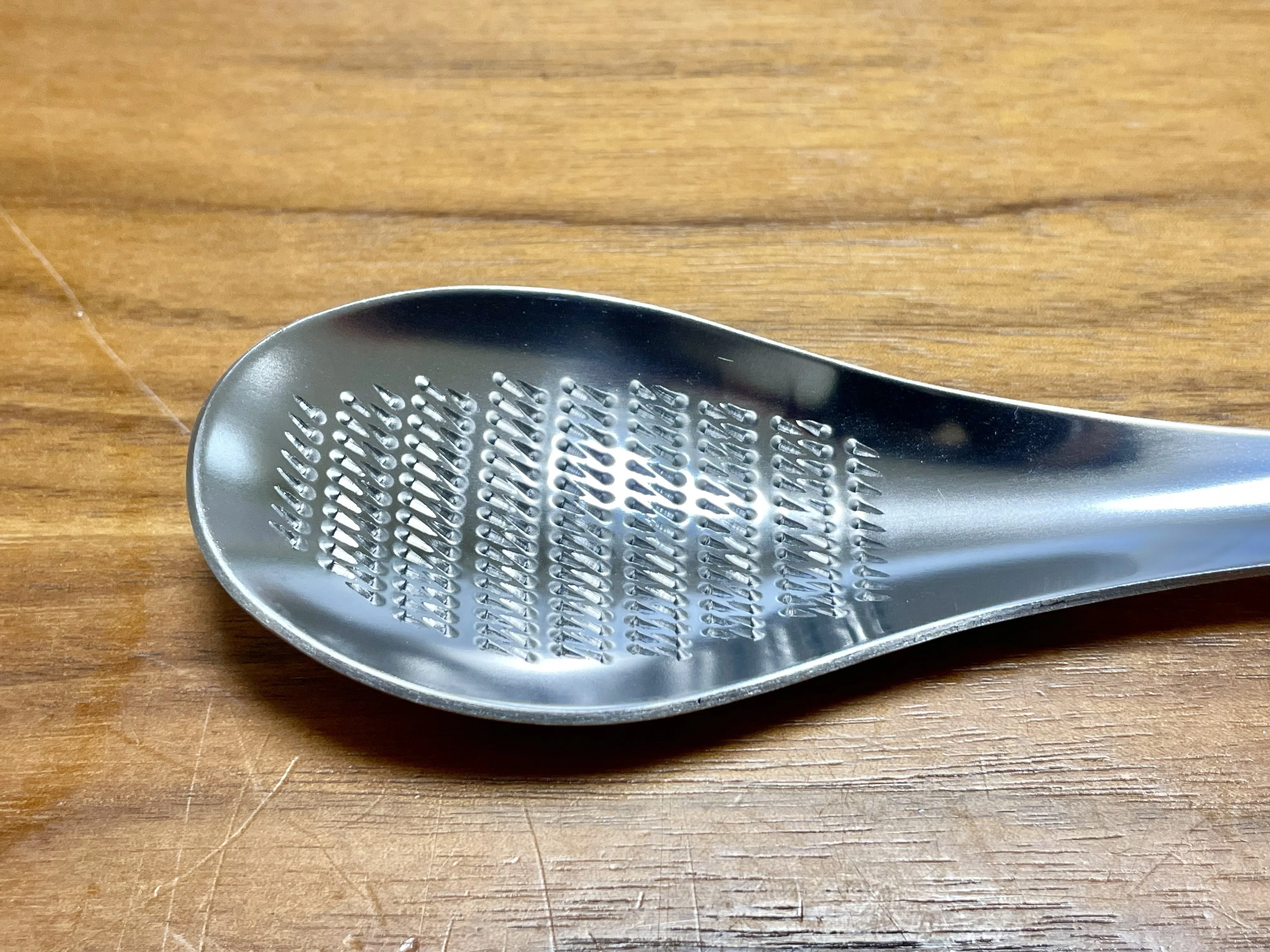 ダイソーのステンレスおろし金スプーンが薬味をちょこっとおろすのに