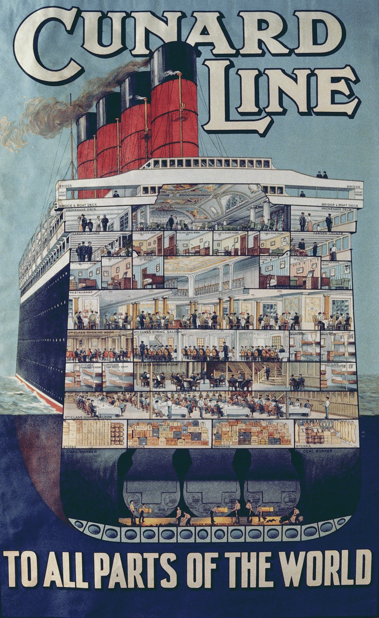 Titanic 初航海 ポスター　証明書付き額入り ホワイトスターライン・客船オーシャニックとビッグ4のポスター