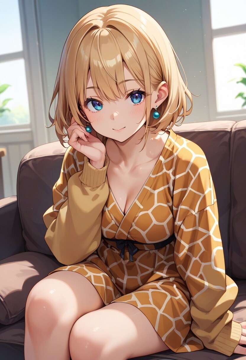 furchin チェックx二次元女の子柄トップス furchin チェックx二次元女の子柄トップス