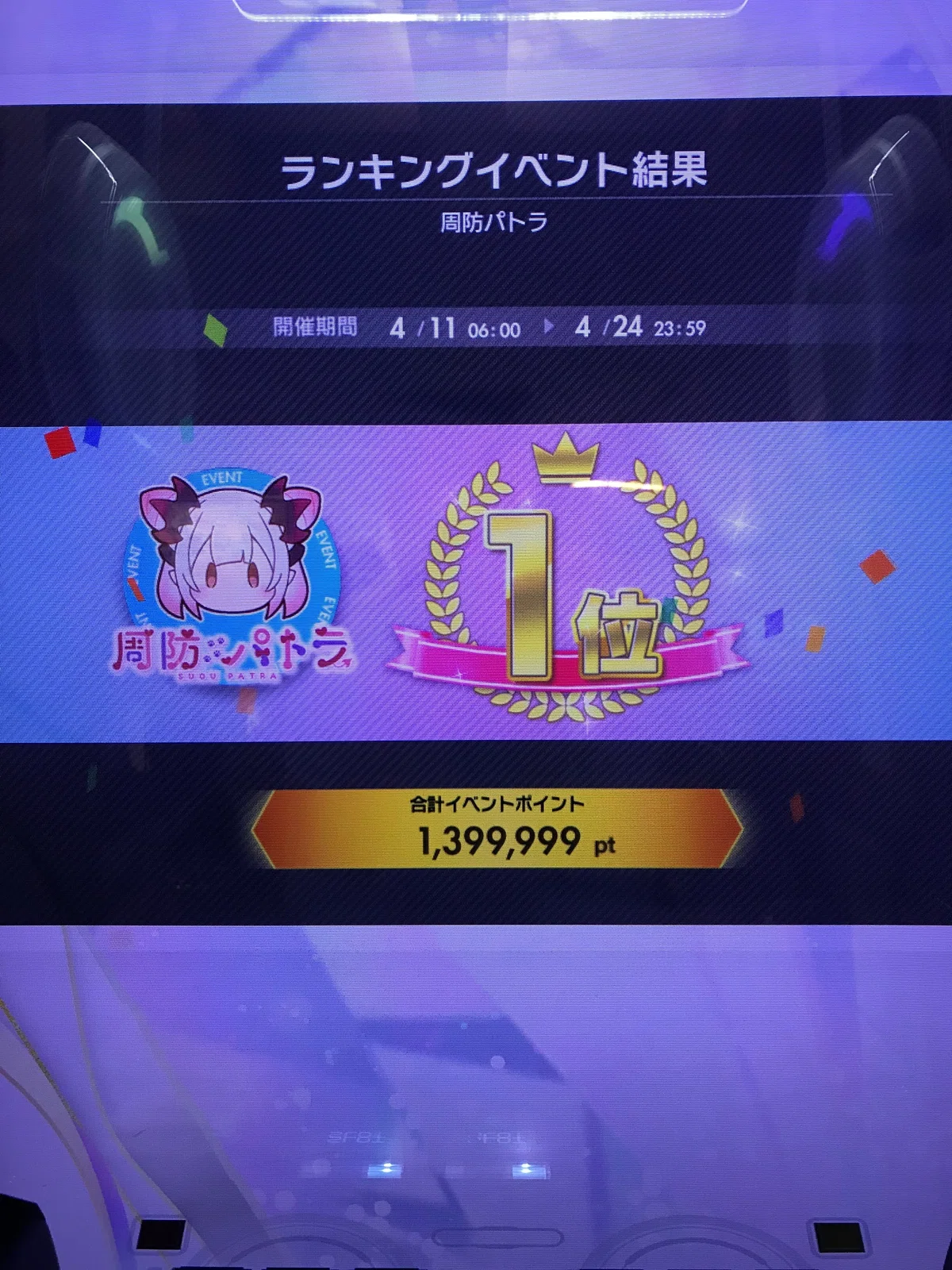 “初めてのコラボイベント優勝🏆”