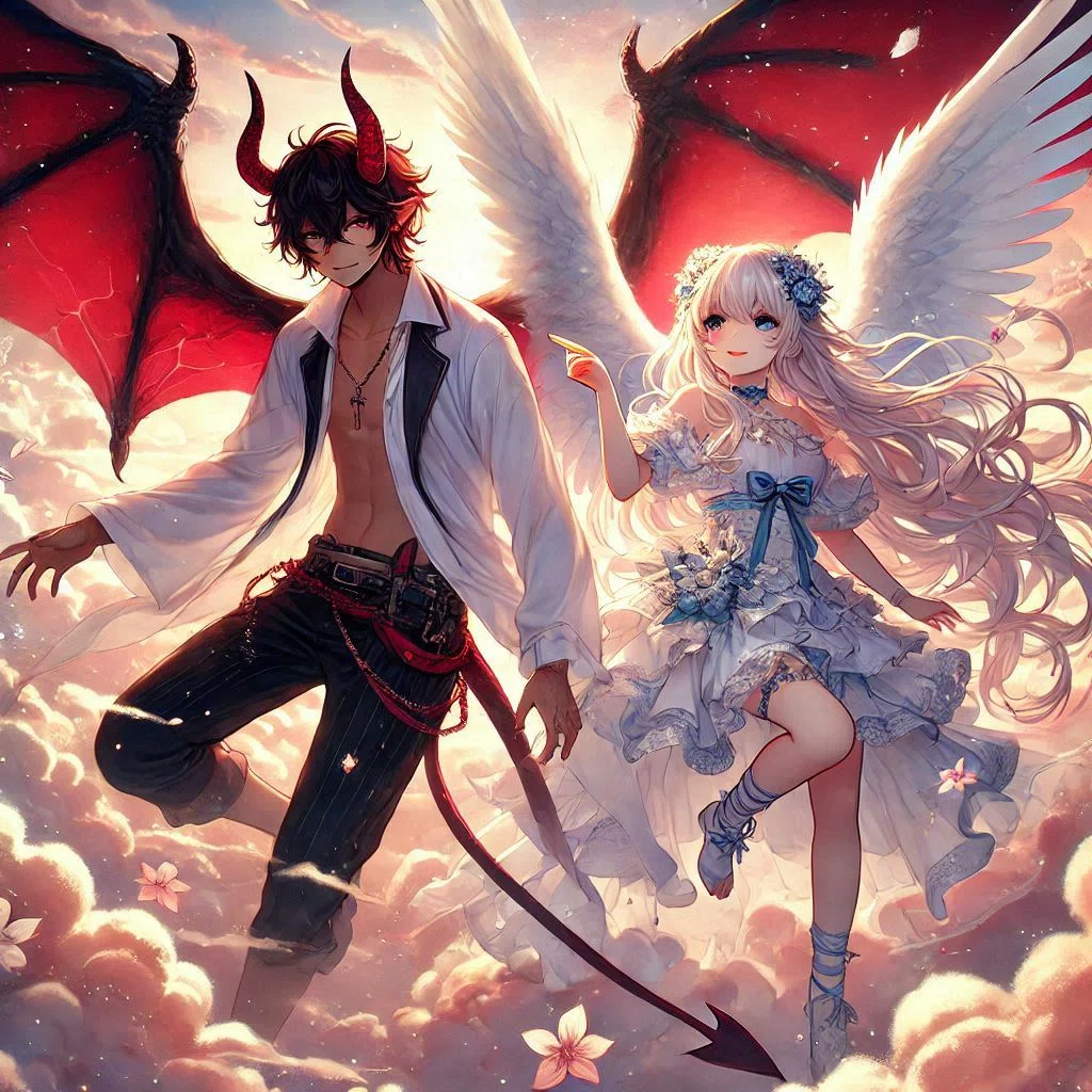 AIイラスト悪魔くん😈と天使ちゃん👼)｜空風