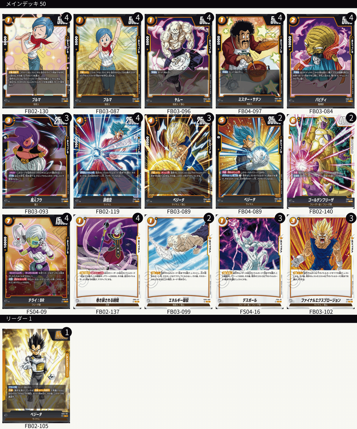 黄 ベジータ デッキレシピ ドラゴンボール フュージョンワールド 黄 ベジータ デッキレシピ ドラゴンボール フュージョンワールド