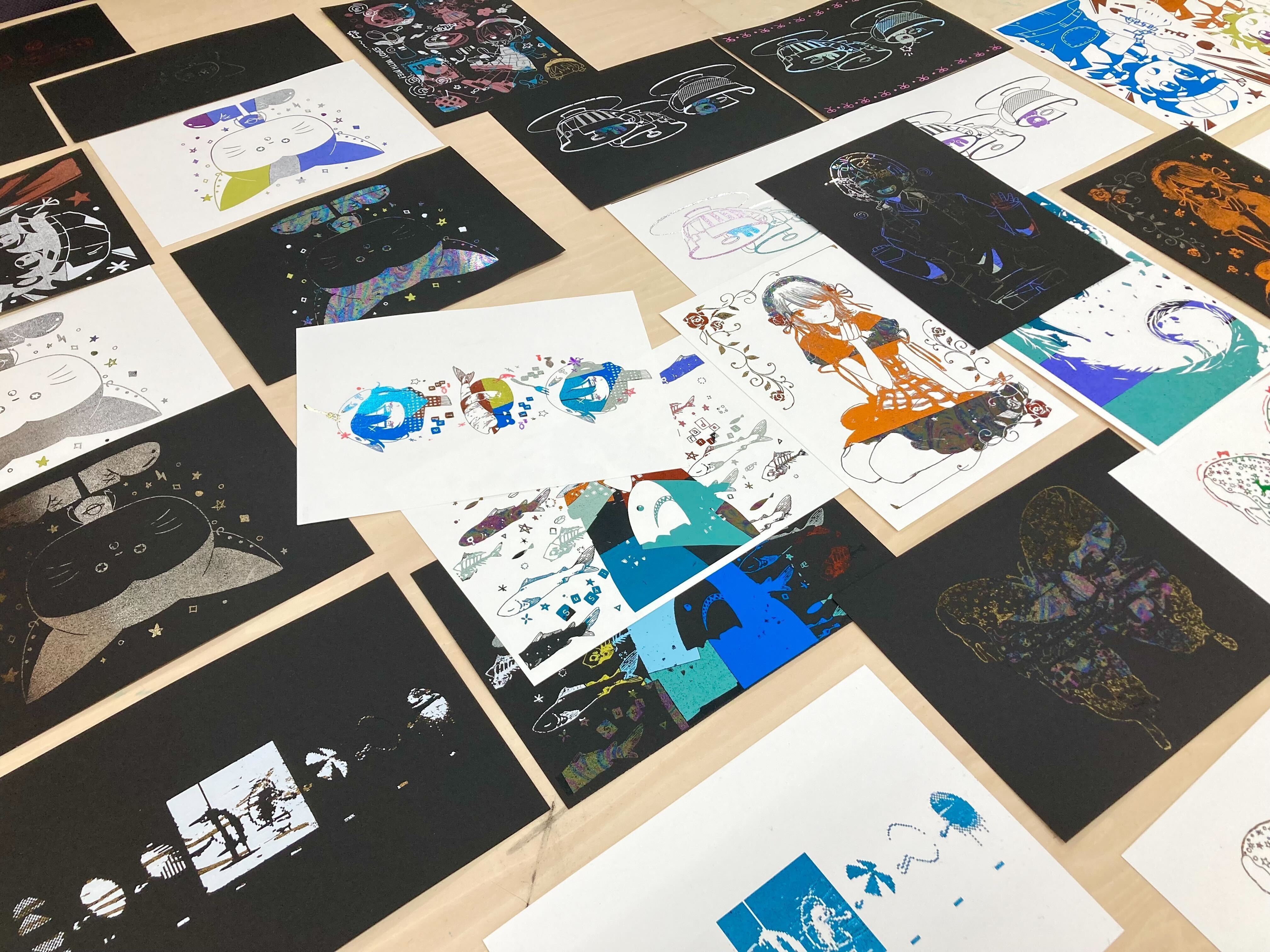 授業：嵯峨美術大学（後期授業）】“顔料箔”を使って作品をつくろう