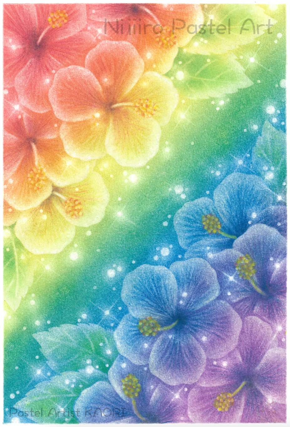 パステル 画 花 パステルアート 花 フラワーオブライフテンプレートは