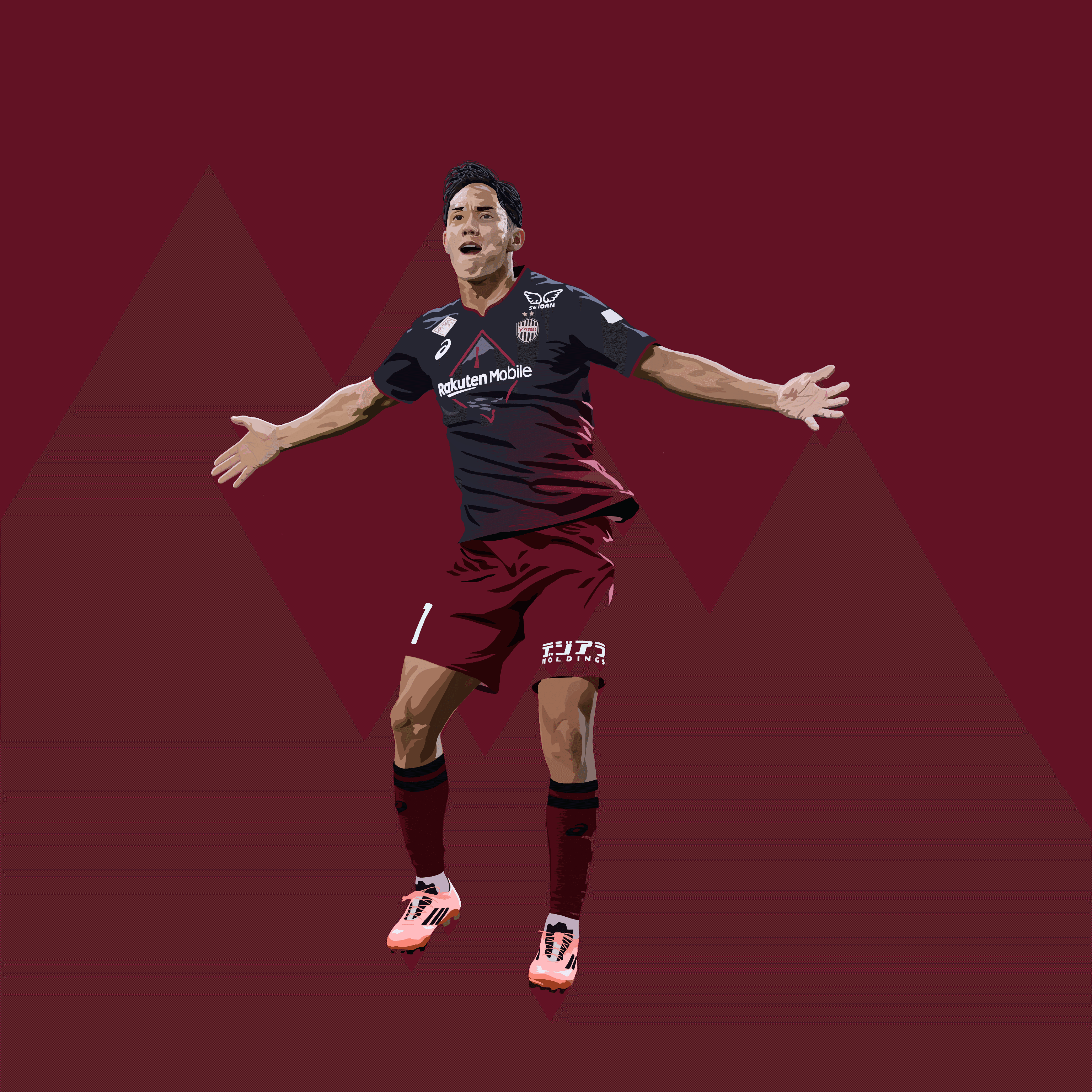 ヴィッセル神戸】武藤嘉紀イラスト｜442 /よんよんに。