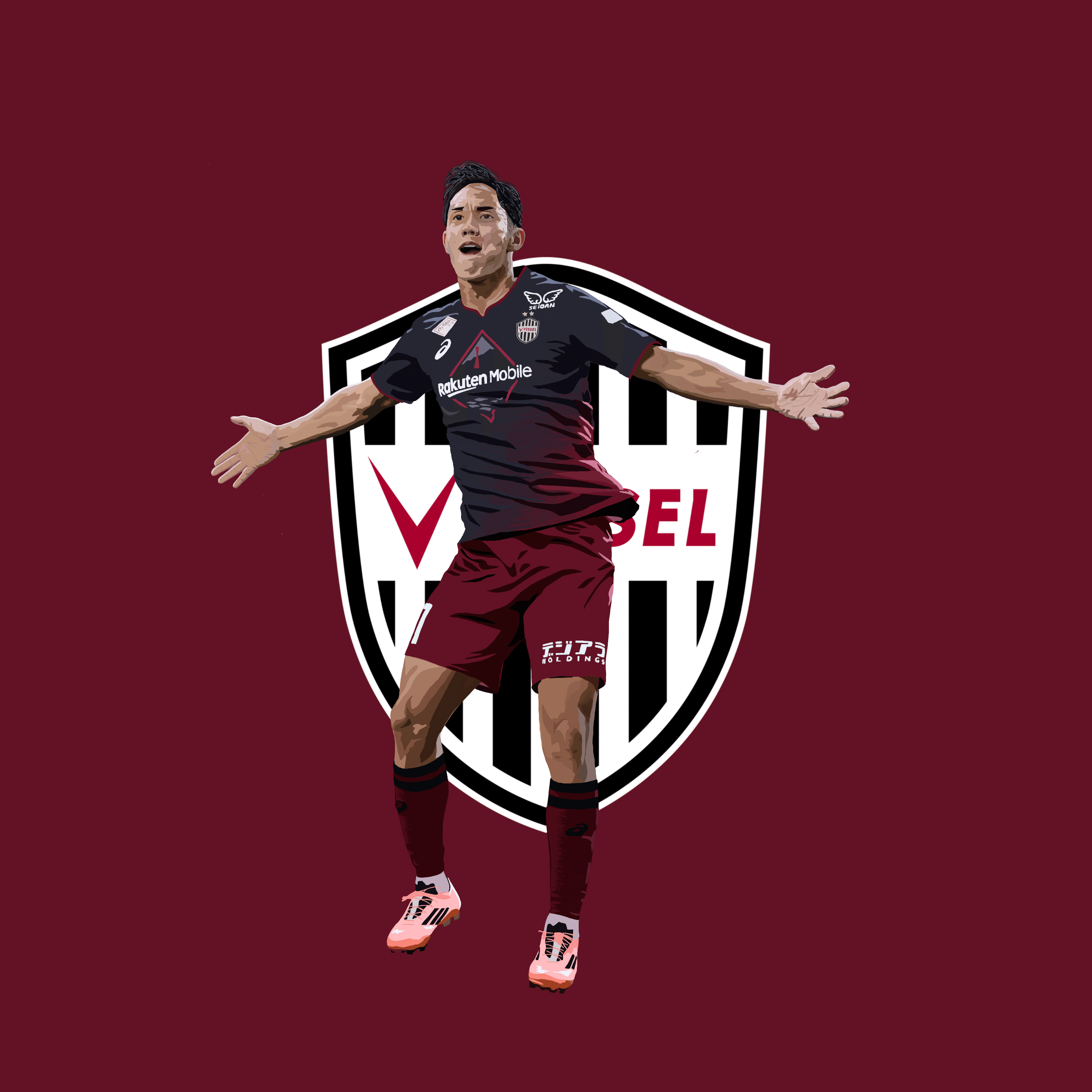 ヴィッセル神戸】武藤嘉紀イラスト｜442 /よんよんに。