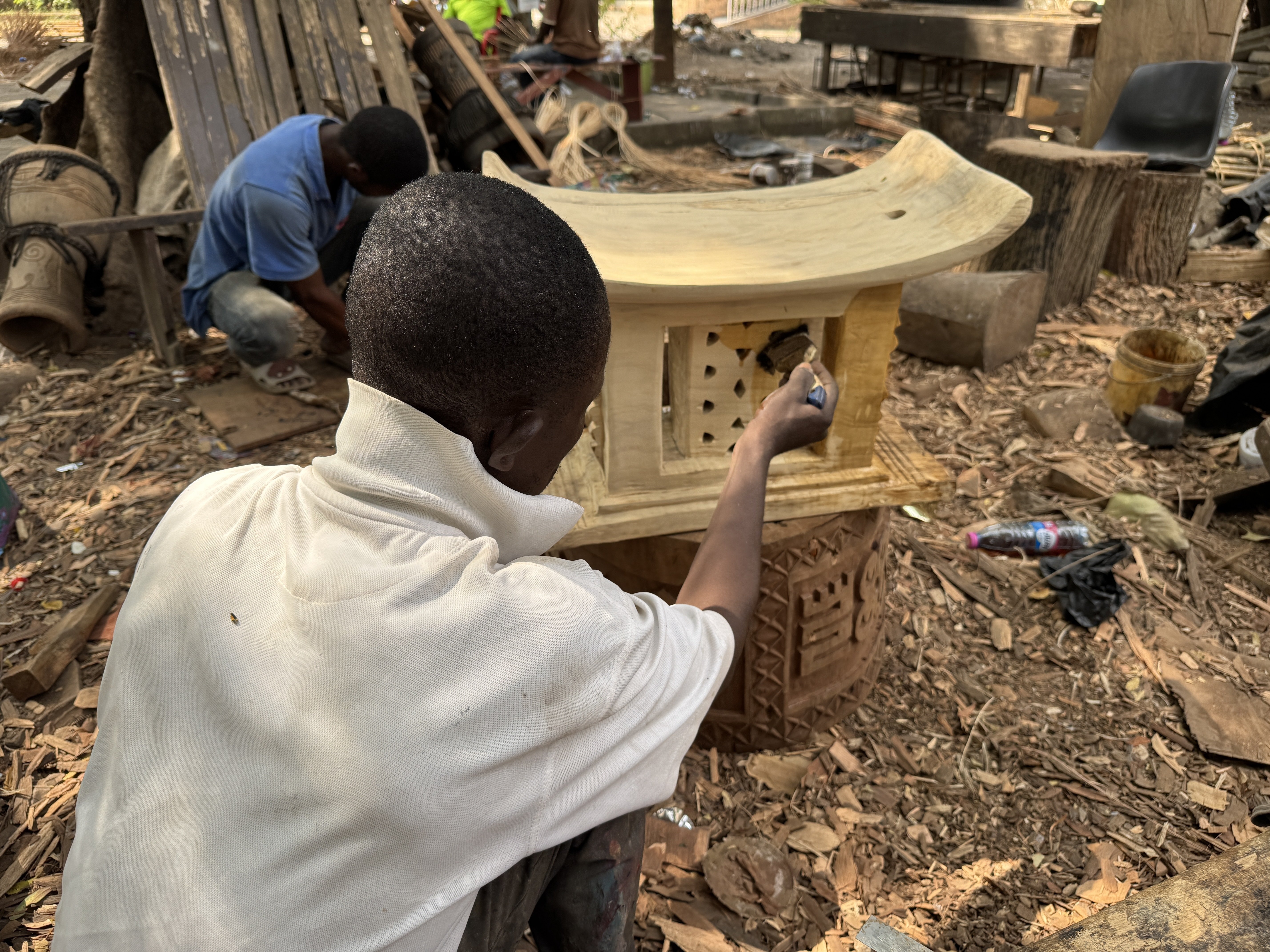 【 アシャンティ族 儀式刀 】　１９世紀　ガーナ　アシャンティ王国　僅少品 アシャンティ族「アクワバ」 38cm 子宝祈願像 （p580-11） - アフリカ