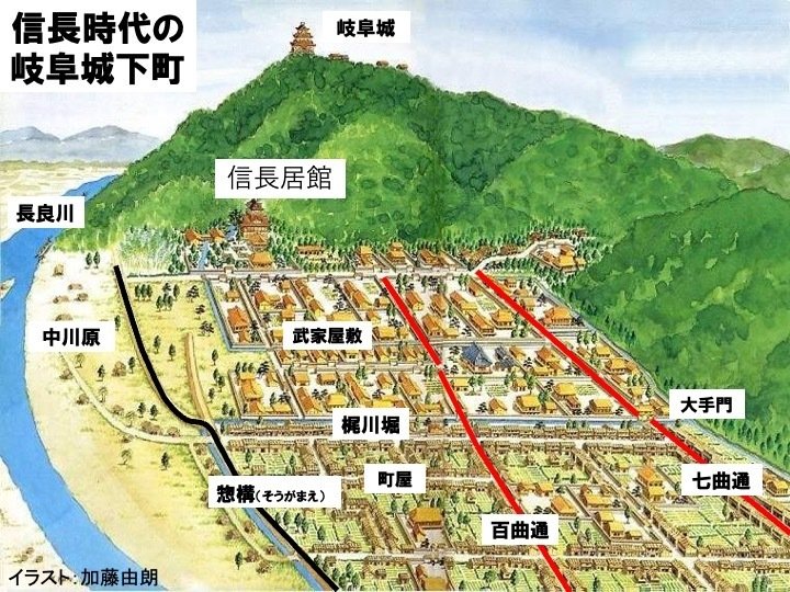 織田信長公時代の岐阜城図 稲葉山風景