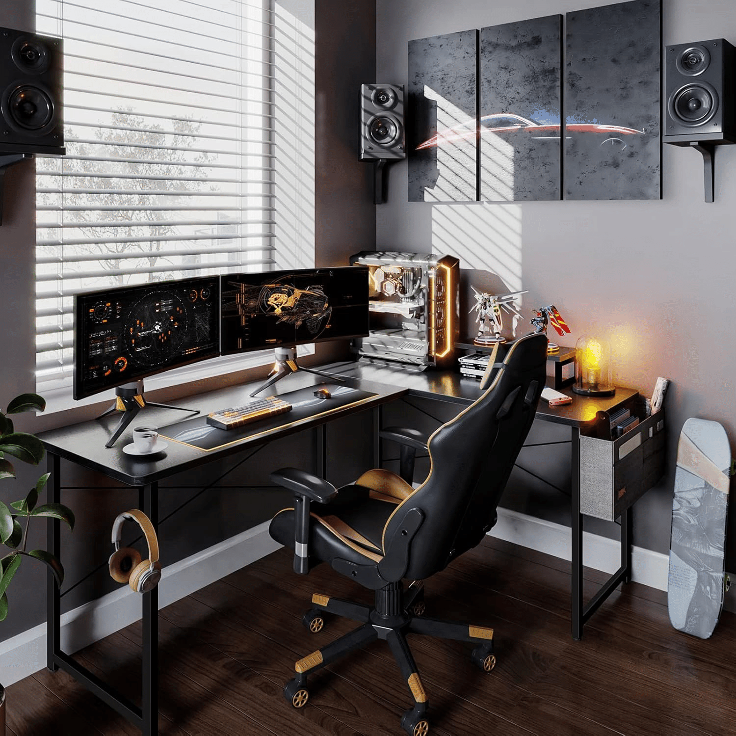 L字PCデスク】USB充電可 引き出し付き L字デスク 収納満載【ゲーミング