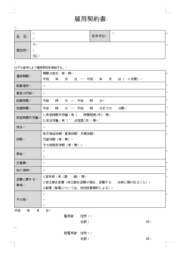 こういうやつ。いろいろ最初から書いてあってあとから必要なところだけ書いていくと完成するいわゆるテンプレート(引用元 https://www.microsoft.com/ja-jp/office/pipc/template/result.aspx?id=13280)