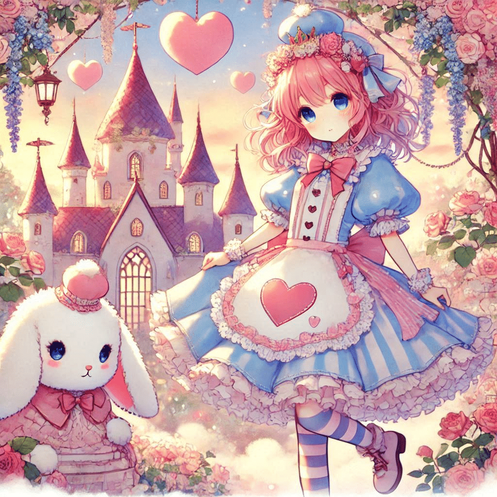 AIイラスト)不思議の国のアリス風女の子を色鉛筆タッチで✏️🤭｜空風