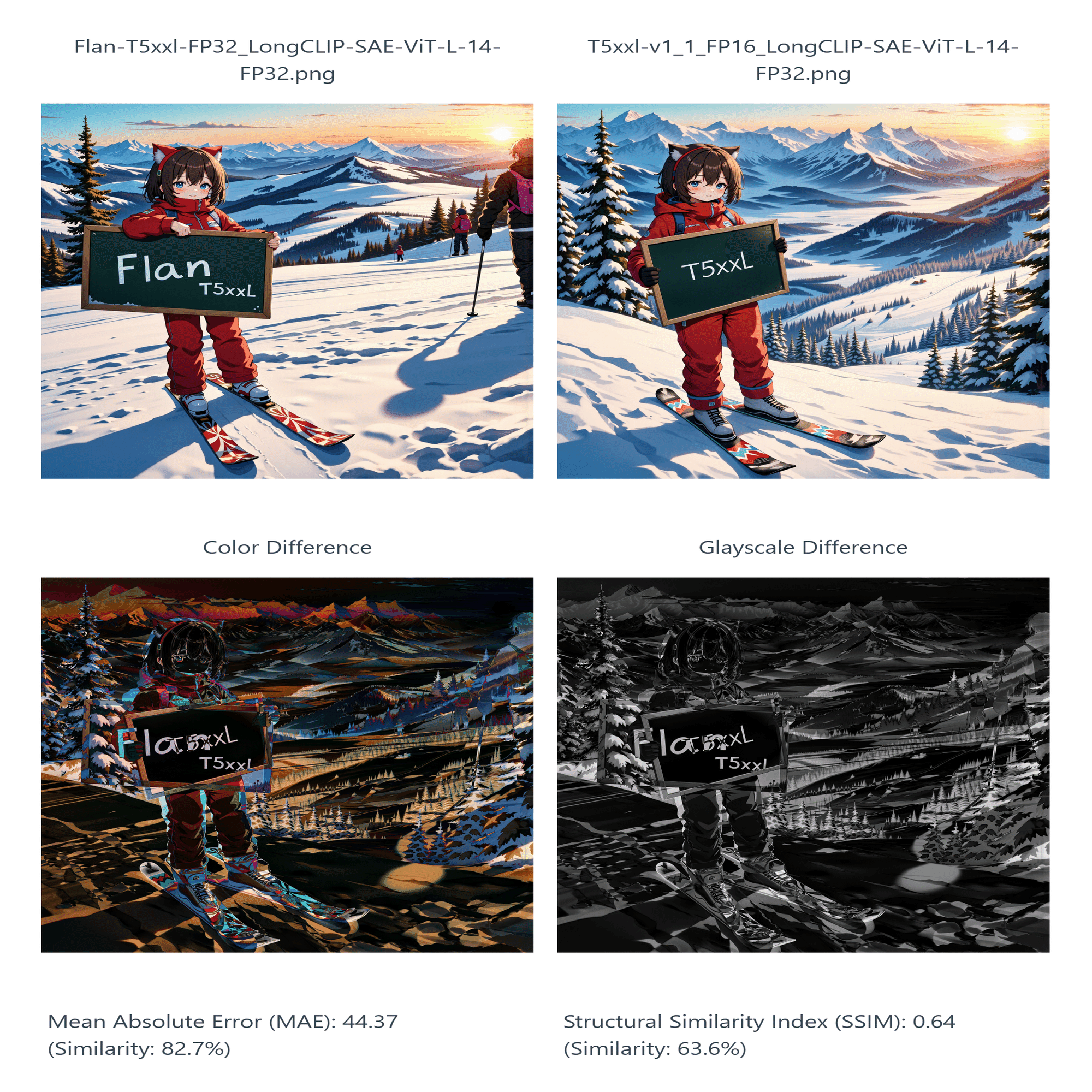 そのイラストは高画質？ 実際の数値で比べよう！ Flan-T5xxl と CLIP-L