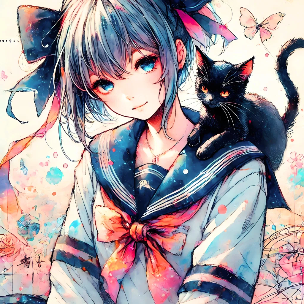 黒猫を肩に乗せて｜Alpaka