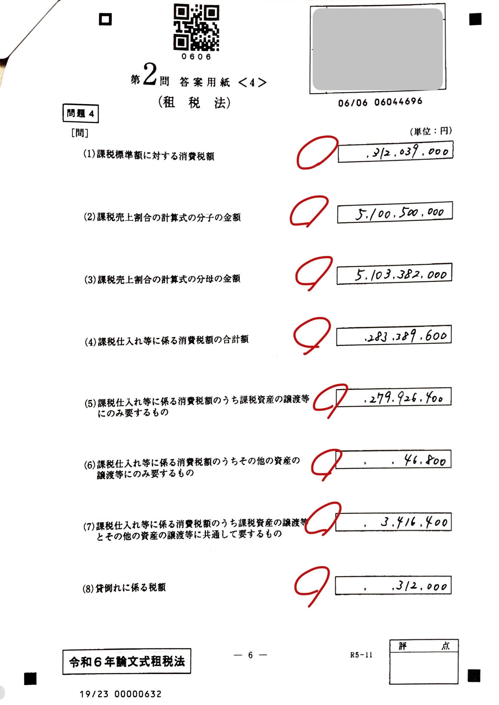 令和6年 論文式試験 開示答案note｜簿記侍