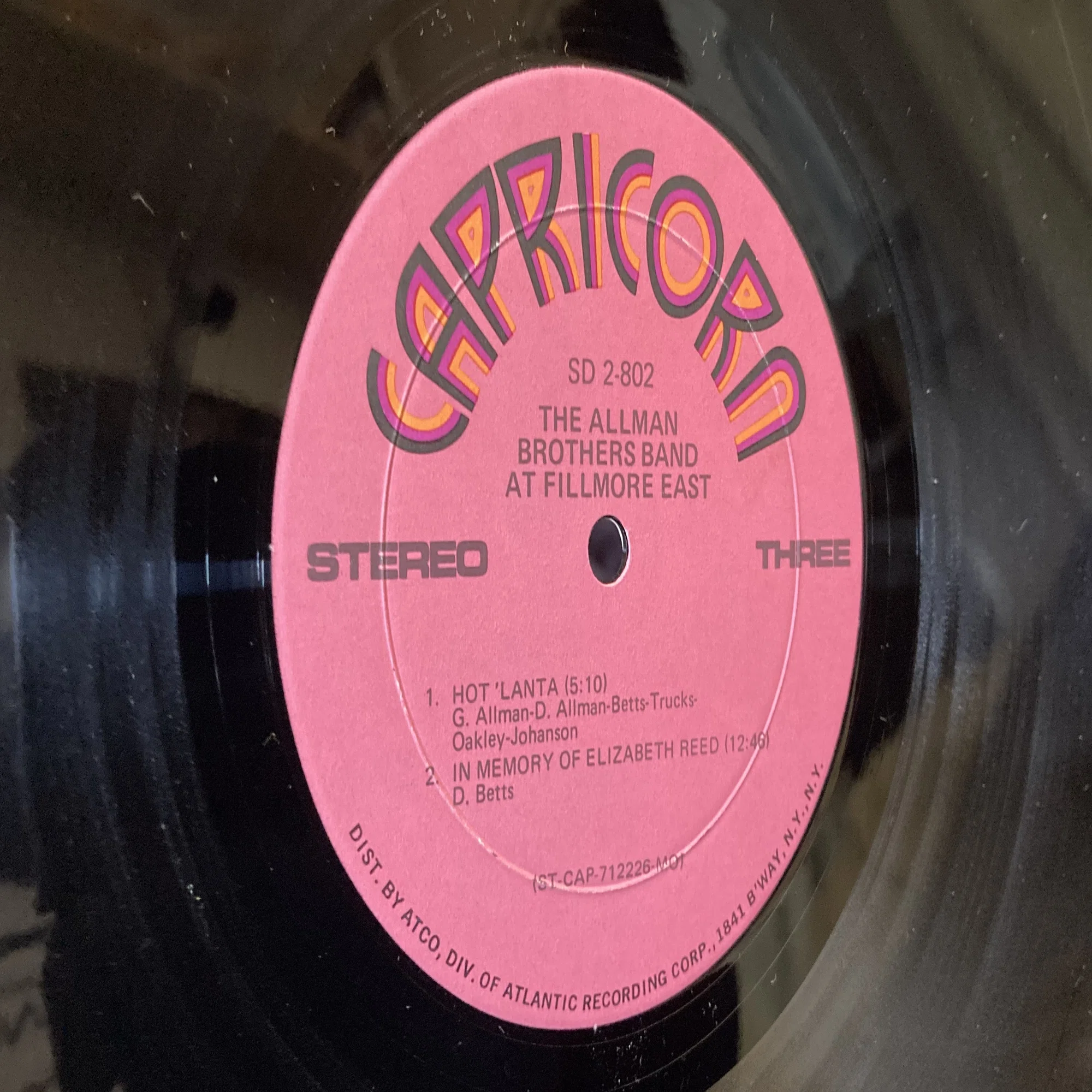 The Allman Brothers Band [At Fillmore East] Capricorn SD-2-802 