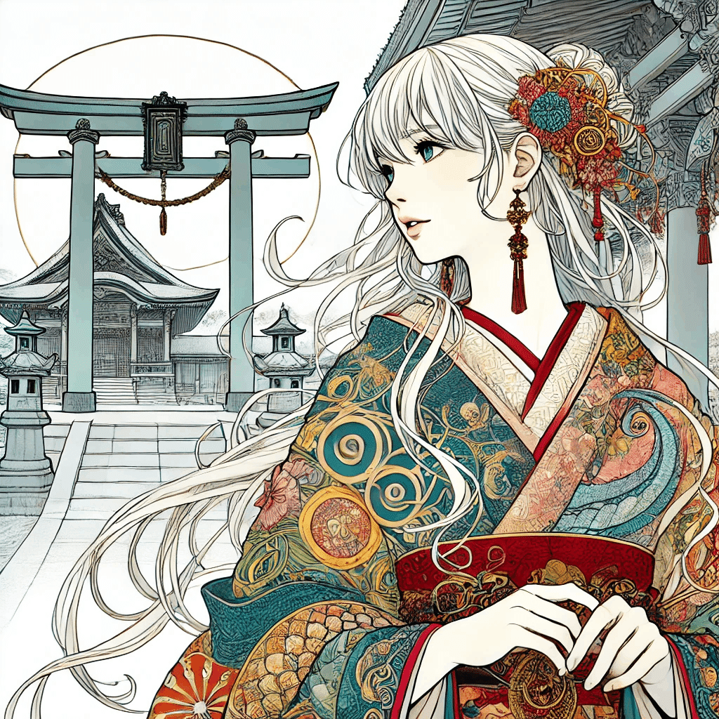 アール・ヌーヴォー風×アニメ風の画像（呪文あり）｜綾木健一郎