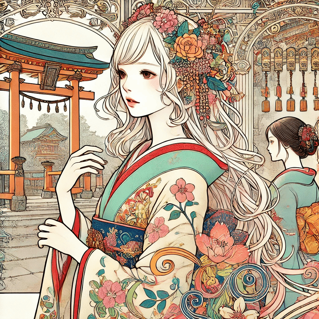 アール・ヌーヴォー風×アニメ風の画像（呪文あり）｜綾木健一郎