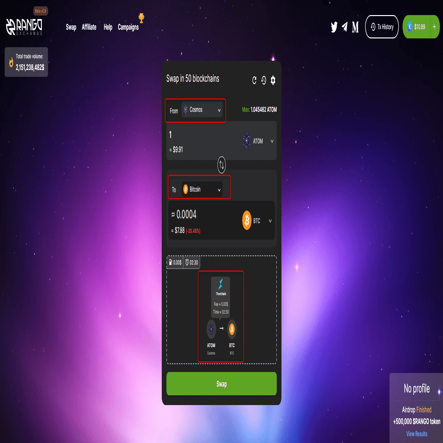 Rango Exchangeで暗号資産をスワップする｜ledger