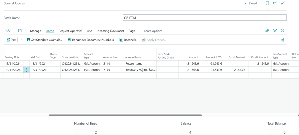 Reverse Entries in General Journal on Business Central