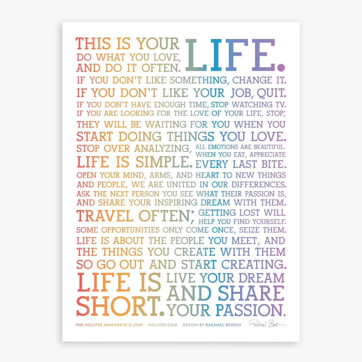 holstee社のポスター「this is your life」のアート The Holstee Manifesto Original Letterpress Poster | This is
