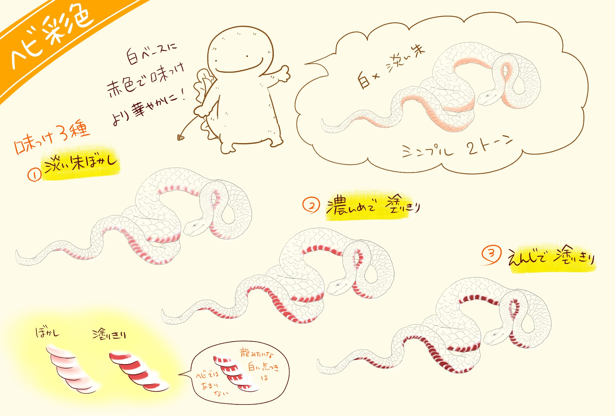 巳】ヘビの社寺彩色の話｜巳白