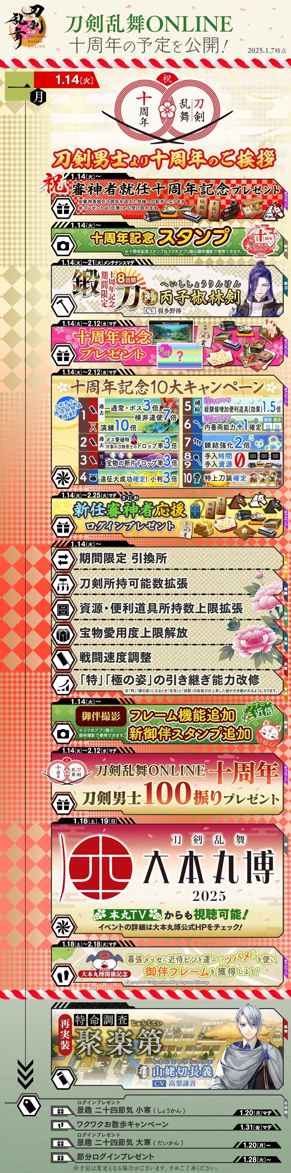 刀剣乱舞10周年のイベント予定がきた！｜いちゃん