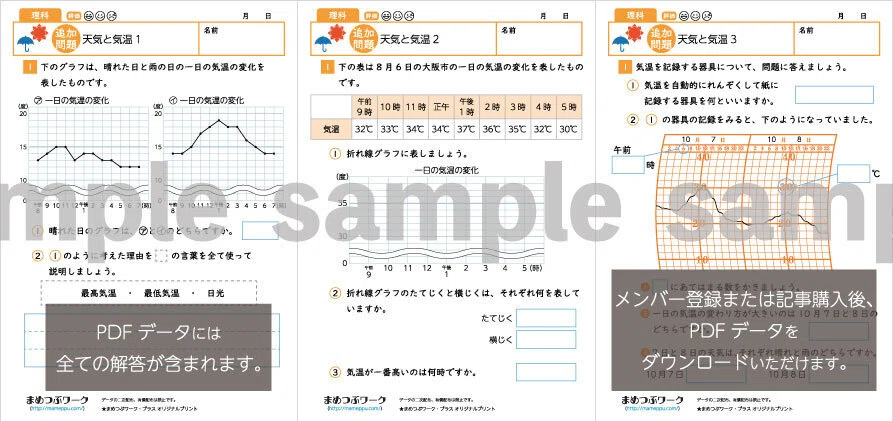 プリント&答え「小4・理科│天気と気温」2024.10.21公開(全8枚)｜まめ