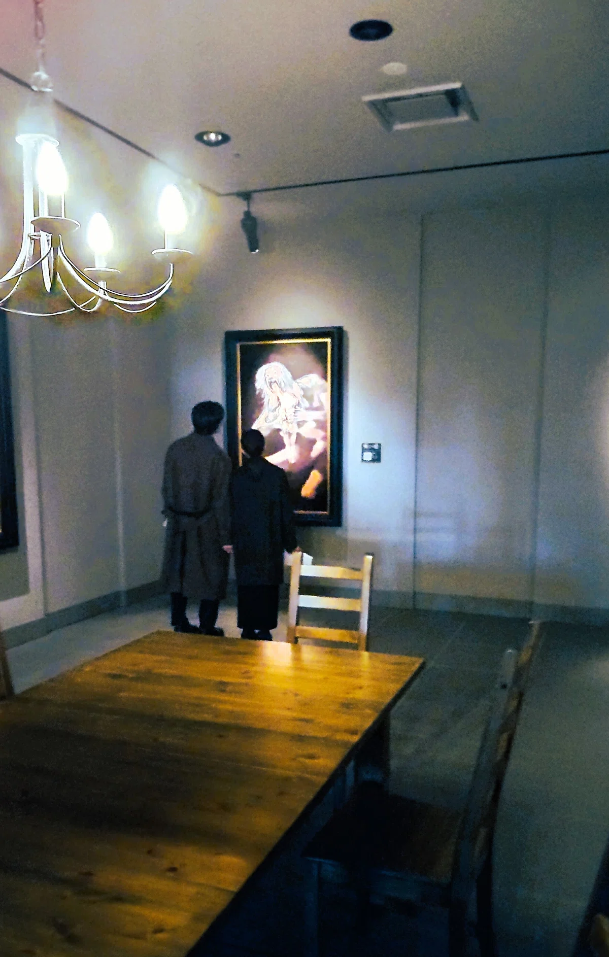 怖い絵を見るカップル。フランシスコ・デ・ゴヤ プラド美術館 ゴヤの家《黒い絵》〈わが子を食らうサトゥルヌス〉1820‐23【大塚国際美術館】