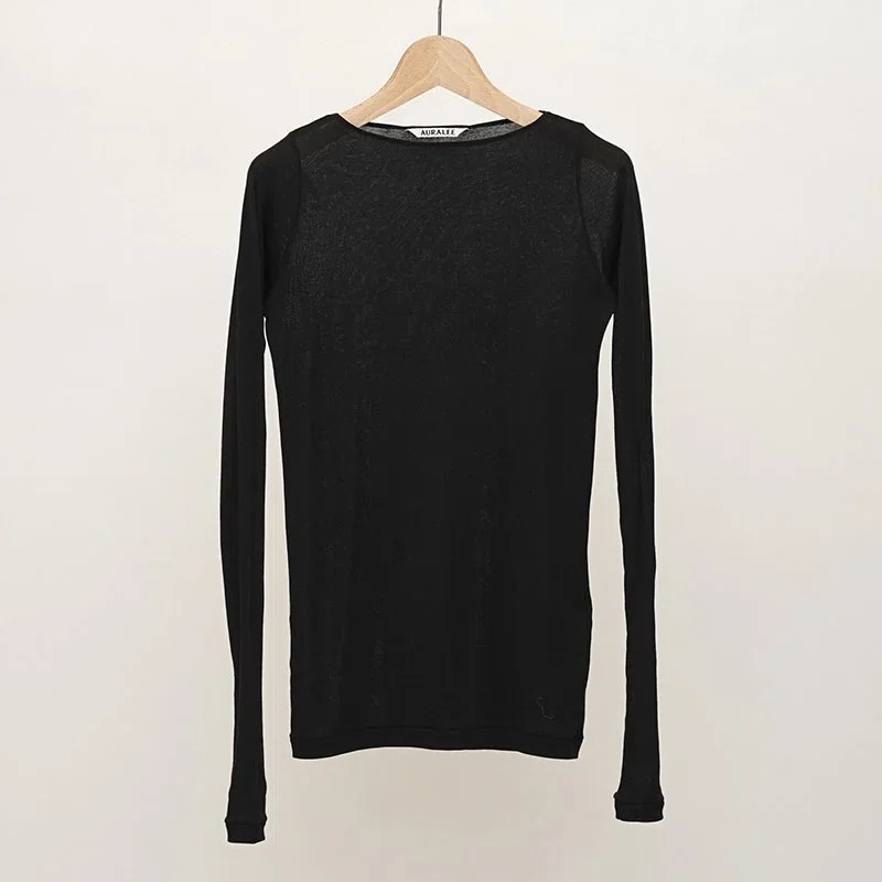 AURALEE】ロングセラーSUPER HIGH GAUGE SHEER RIB BOAT NECK L/S TEE