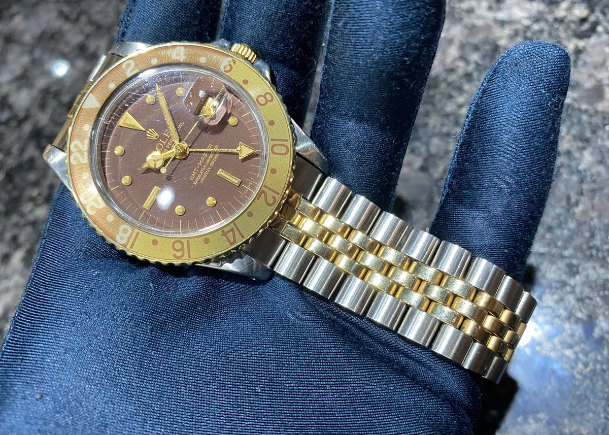雰囲気抜群！茶金インサートが魅力！GMTマスター 1675/3 ルートビア 