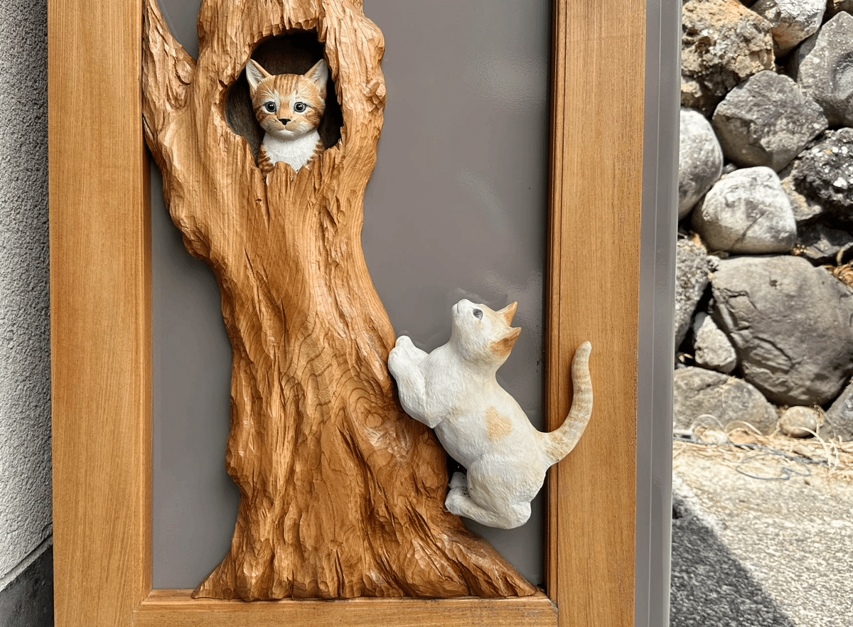 テコチチ【願いが叶う】財運を招く白蛇と猫|井波彫刻 招き猫 楠 野中願児作 テコチチ【願いが叶う】財運を招く白蛇と猫|井波彫刻 招き猫 楠