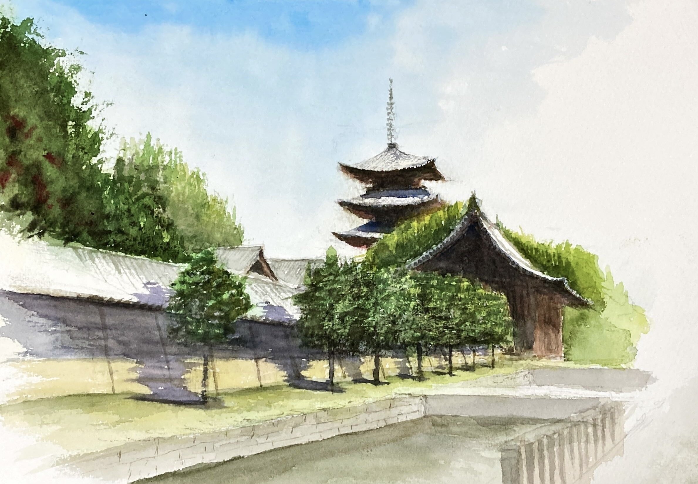 水彩画(76):京都は東寺|tatatotoya 水彩画(76):京都は東寺|tatatotoya
