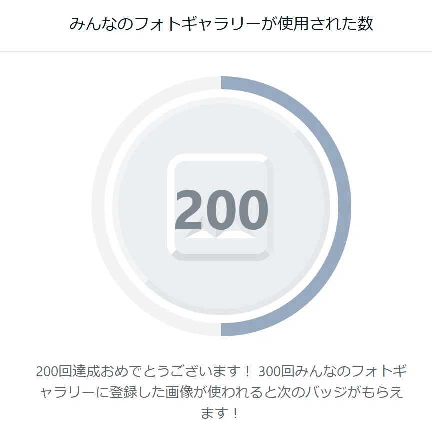 ギャラリー200回使用達成のバッジの画像