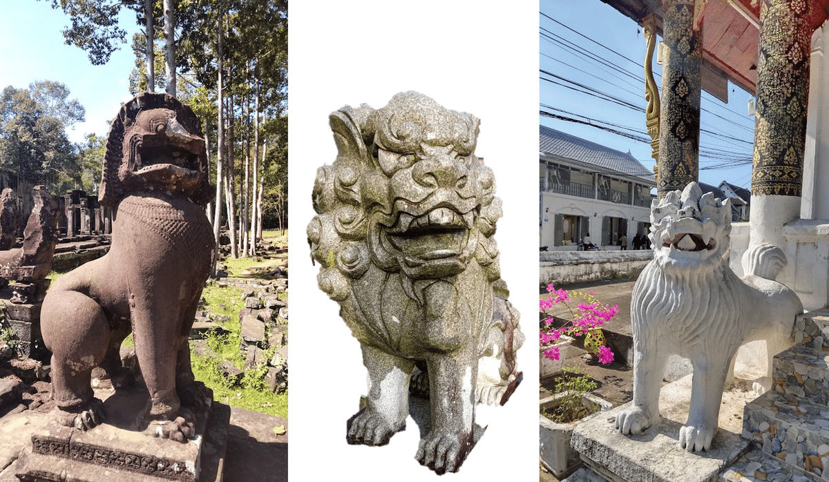 カンボジアとラオスと日本の獅子｜megabya မေကဗျာ