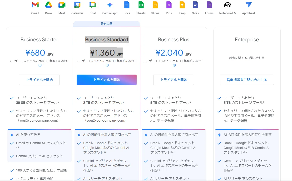 GoogleworkspaceでGemini標準搭載に（追加料金なし➡後日料金UP