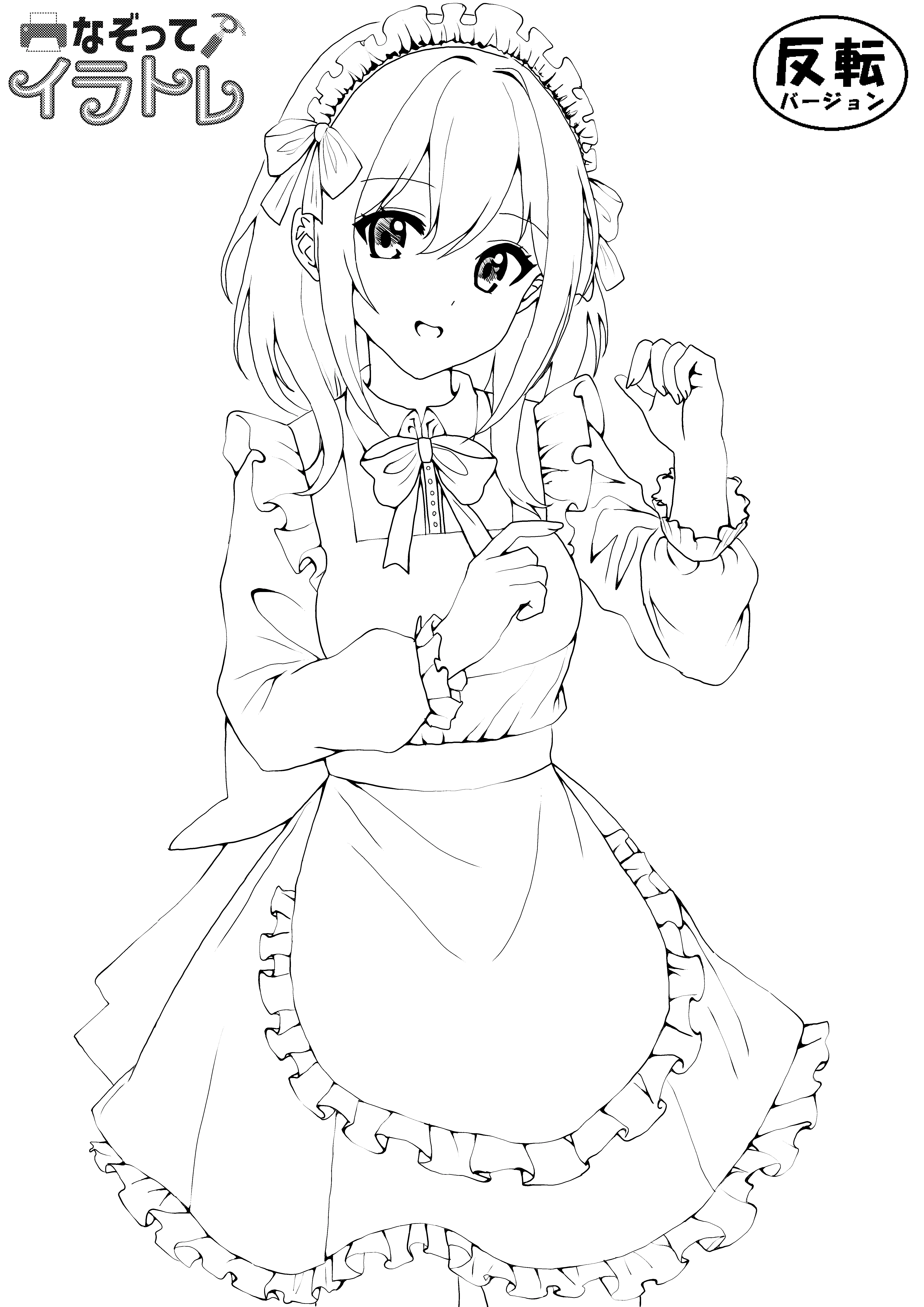♯32 メイド服の女の子の絵｜にゃおりん｜線画イラスト練習中